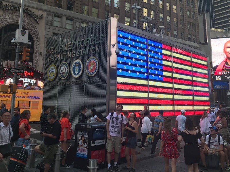 us flag times square